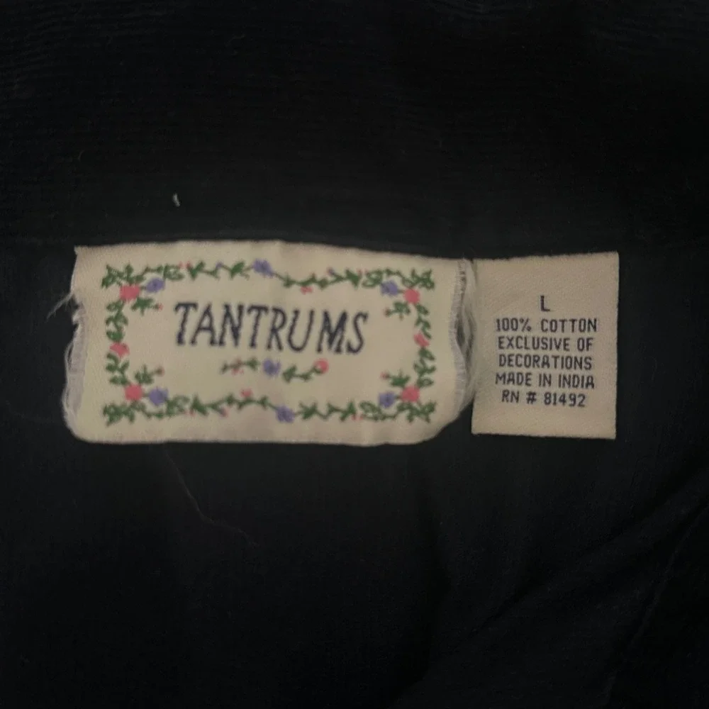 Tantrums Vintage Halloween Vest Black Corduroy Ghost Pumpkin Embroidered Large